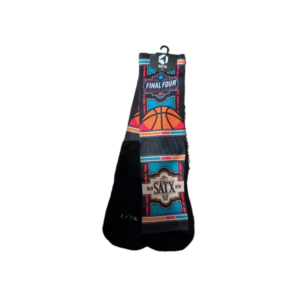 NCAA Mens Final Four San Antonio 2025 Souvenir Socks L/XL Rock'Em Socks New